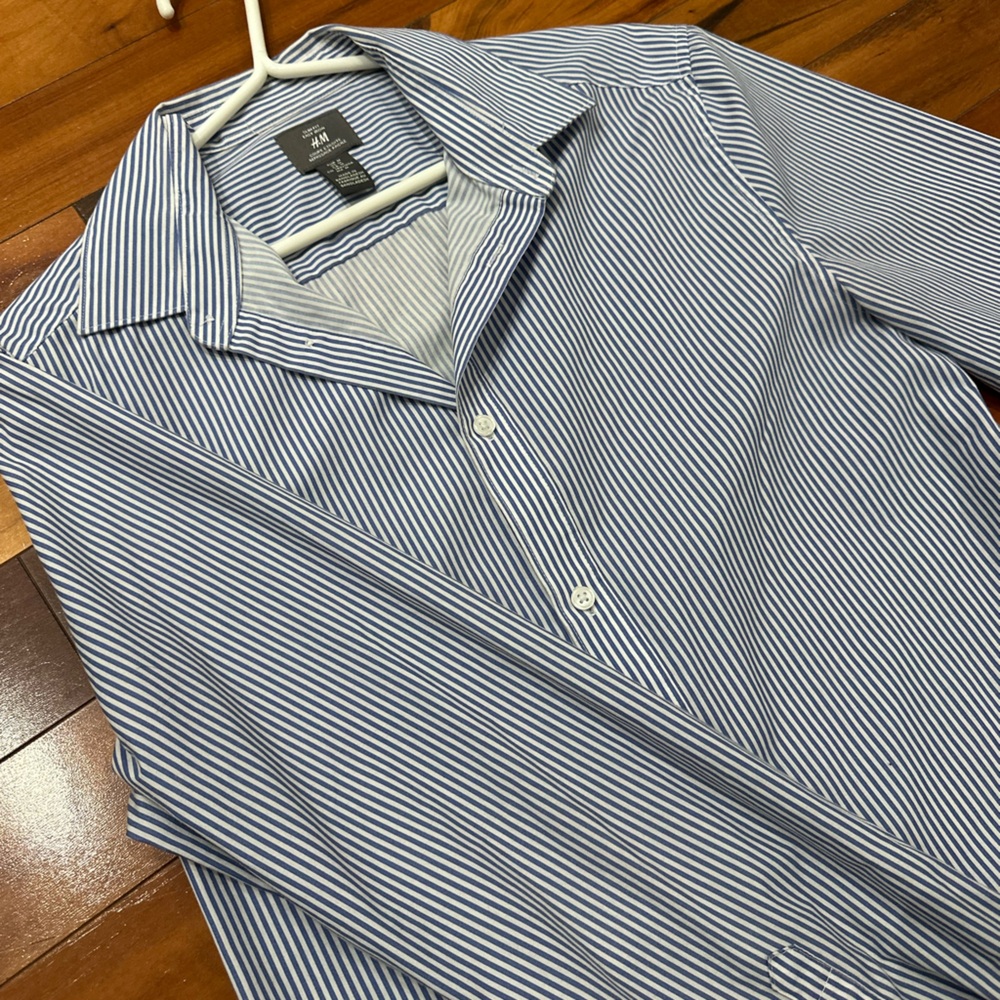 H&M Blue and White Striped Shirt